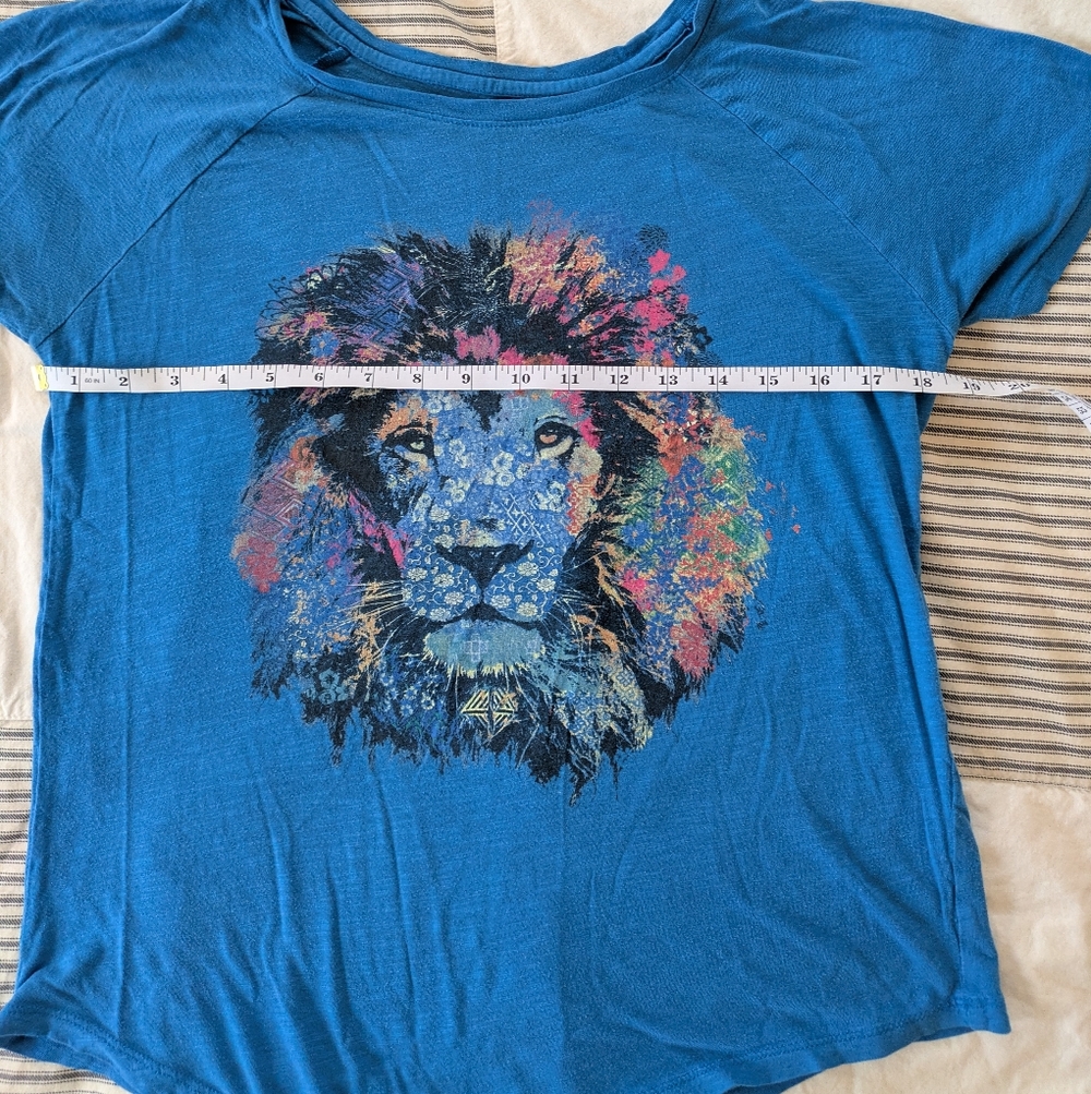 Lucky Brand Bright Blue Cotton Blend Colorful Lion Shirt - Picture 2 of 8